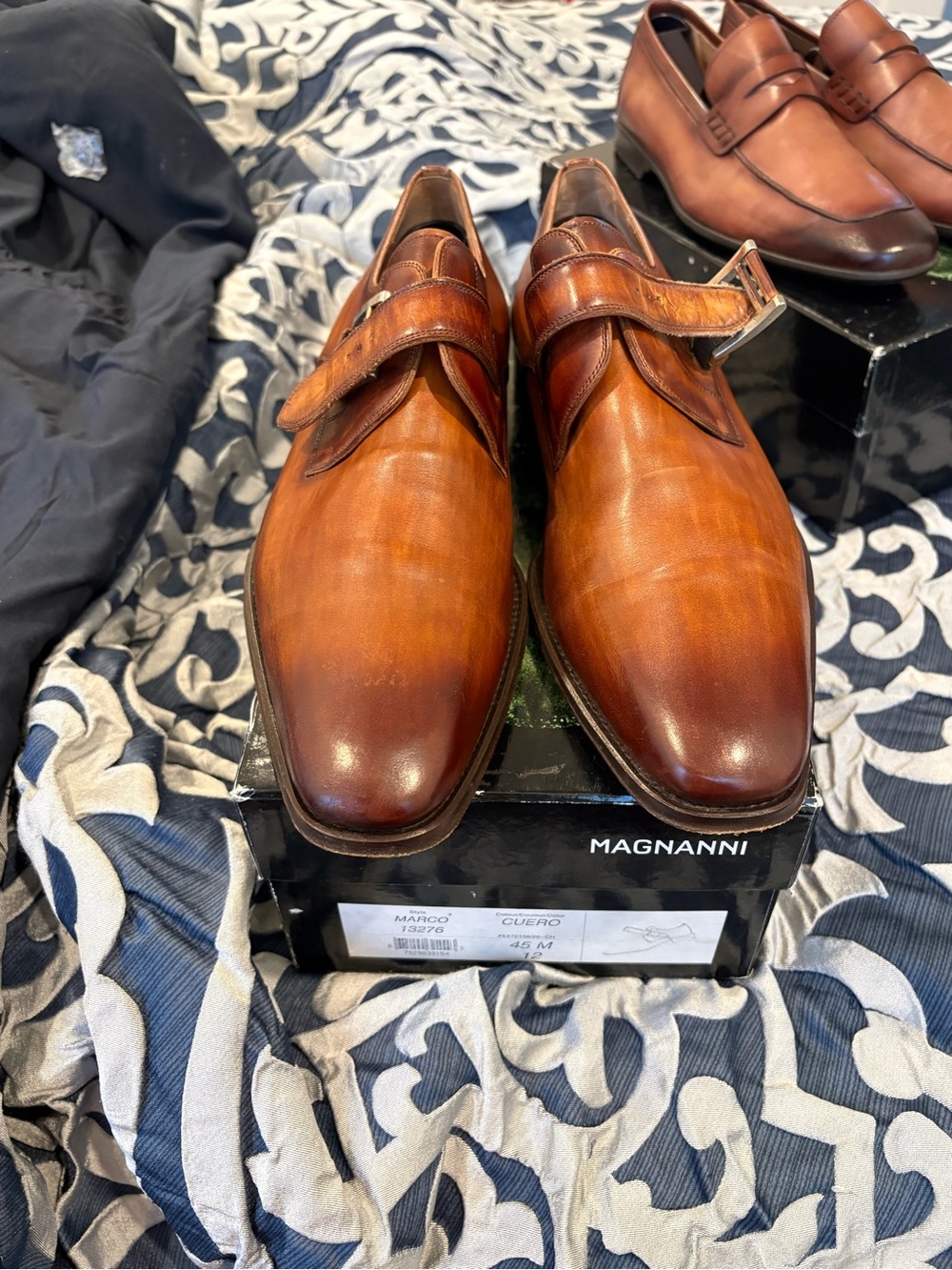 Magnanni Marco Brown Leather Monk Strap Men's Dress Shoes 12 M EU45 13276